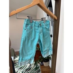 Vintage OshKosh B'gosh Girls Pants Toddler Size 3T Turquoise Blue Heart Pockets